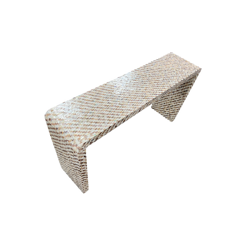 Rowena Interiors Ventura Reclaimed Wood and Mother of Pearl Waterfall Console Table, image 11
