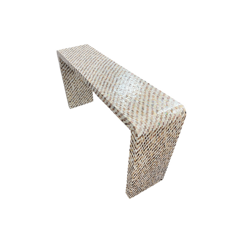 Rowena Interiors Ventura Reclaimed Wood and Mother of Pearl Waterfall Console Table, image 12