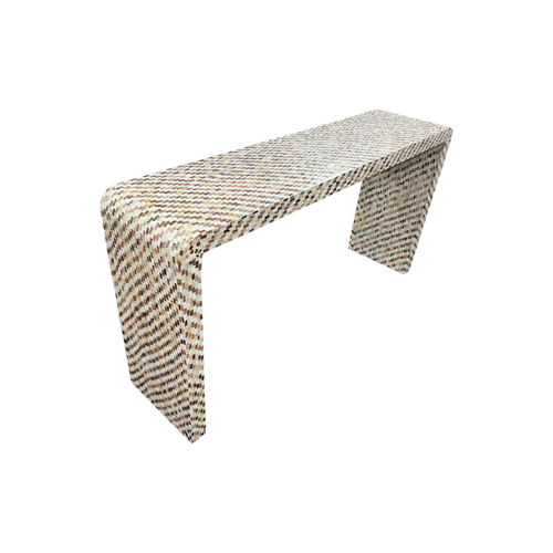 Rowena Interiors Ventura Reclaimed Wood and Mother of Pearl Waterfall Console Table, image 16