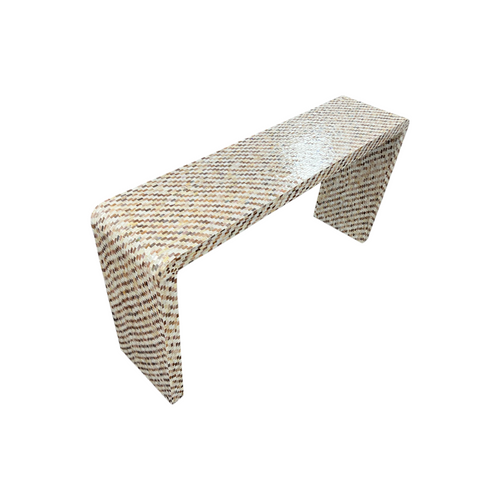 Rowena Interiors Ventura Reclaimed Wood and Mother of Pearl Waterfall Console Table, image 17