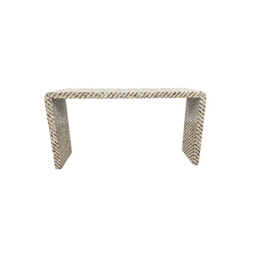 Rowena Interiors Ventura Reclaimed Wood and Mother of Pearl Waterfall Console Table, image 19