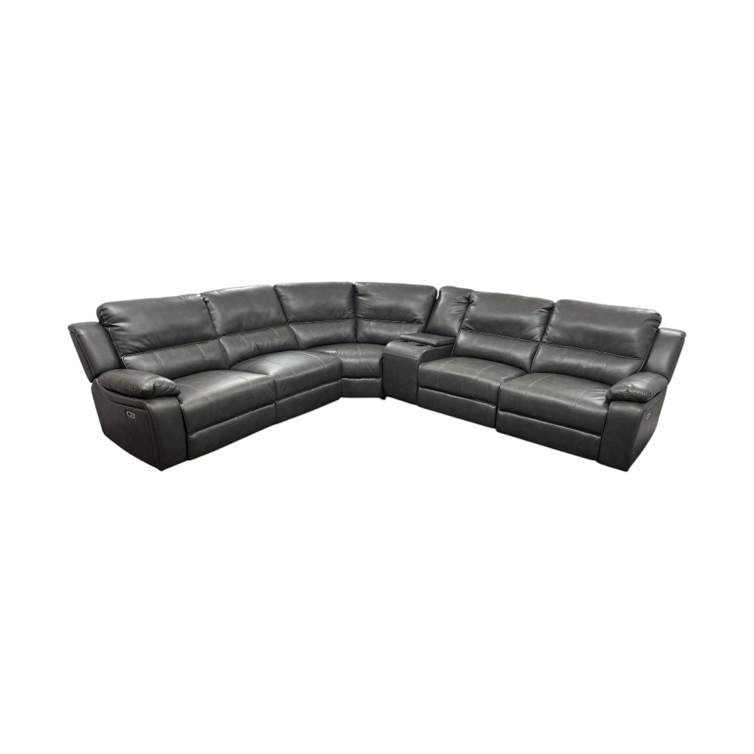 Latitude Run Jeanna Modern & Contemporary 6-Piece Modular Power Reclining Sectional Sofa with Integrated Console and USB Charging Port
