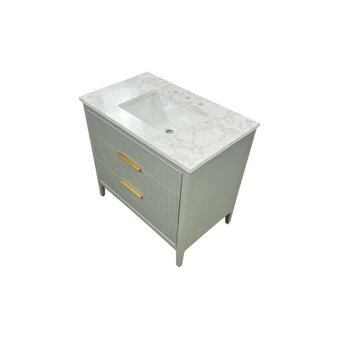 Ebern Designs Bilroy Single Bathroom Vanity with Engineered Stone Top
