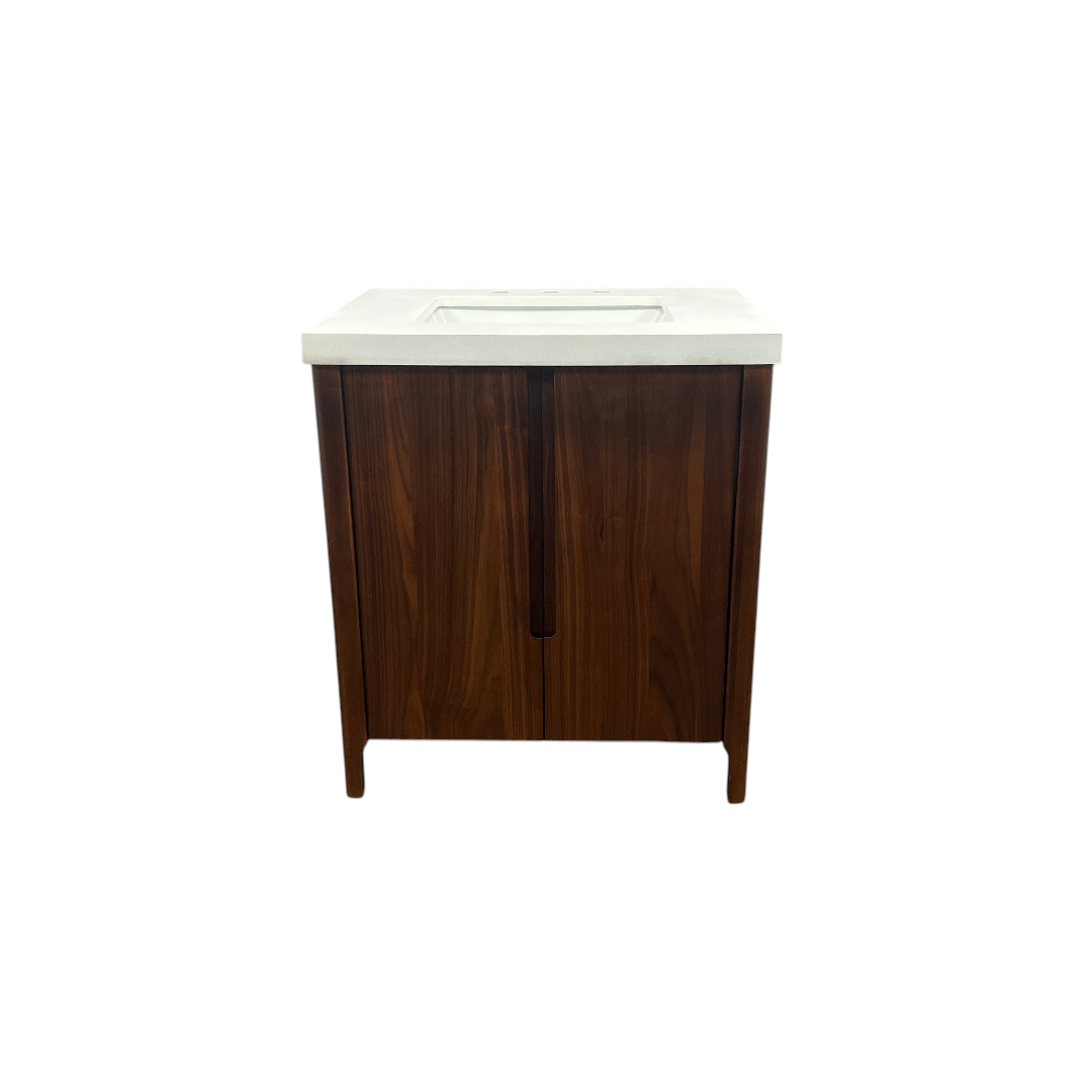 Water Creation Sequoia Single Sink Whitebrook Quartz Countertop Bath Vanity in Mango Wood