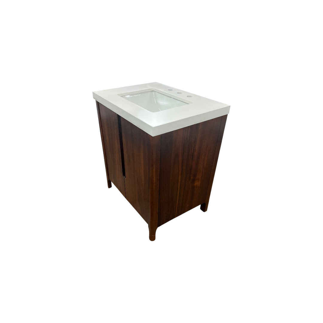 Water Creation Sequoia Single Sink Whitebrook Quartz Countertop Bath Vanity in Mango Wood