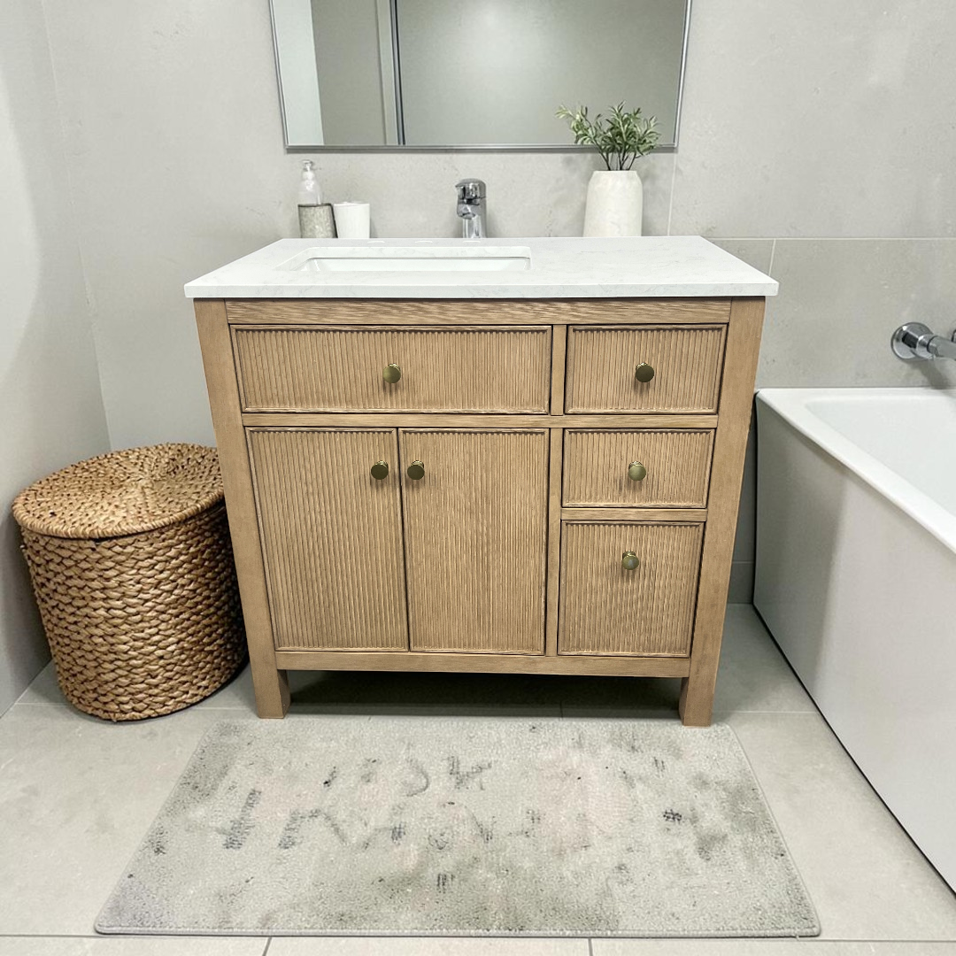 Birch Lane Lala Single Bathroom Vanity with Grain White Engineered Stone Countertop without Mirror