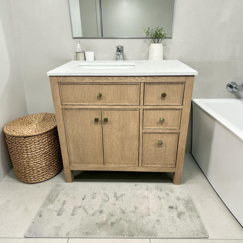 Birch Lane Lala Single Bathroom Vanity with Grain White Engineered Stone Countertop without Mirror