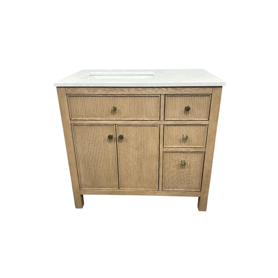 Birch Lane Lala Single Bathroom Vanity with Grain White Engineered Stone Countertop without Mirror