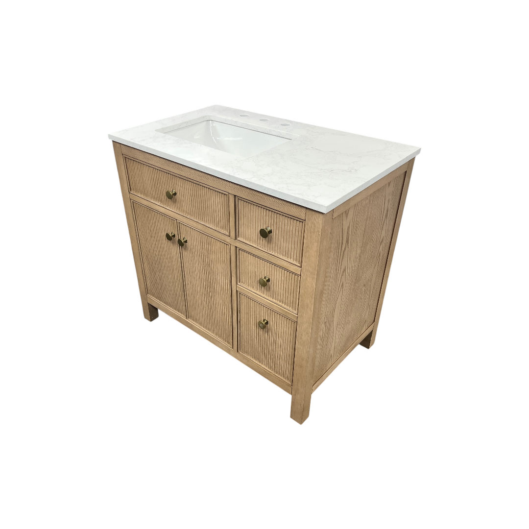 Birch Lane Lala Single Bathroom Vanity with Grain White Engineered Stone Countertop without Mirror