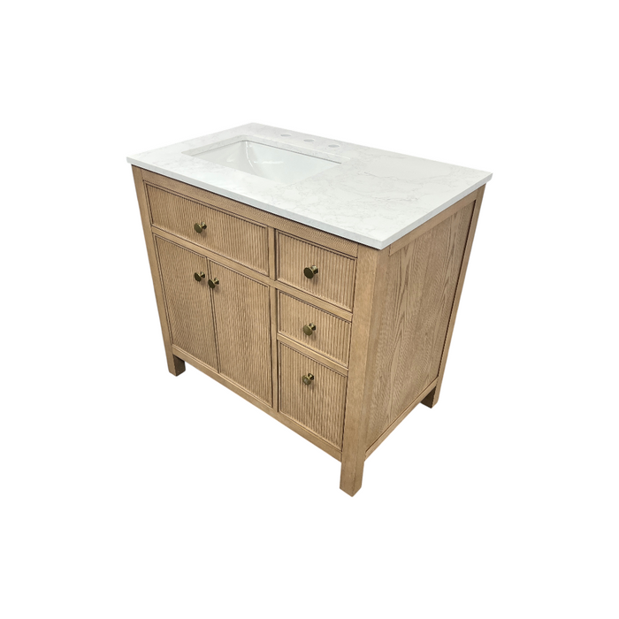 Birch Lane Lala Single Bathroom Vanity with Grain White Engineered Stone Countertop without Mirror, image 3