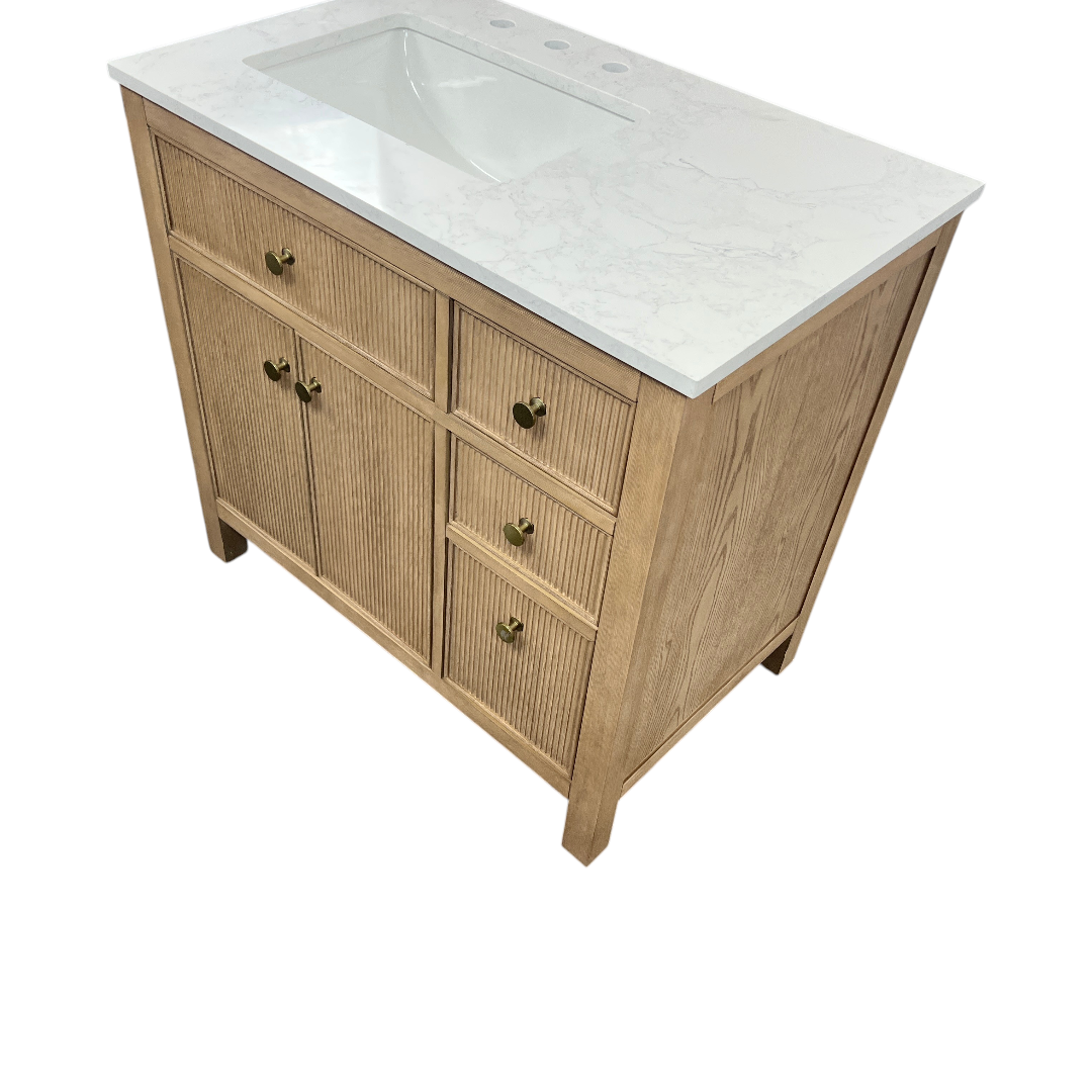 Birch Lane Lala Single Bathroom Vanity with Grain White Engineered Stone Countertop without Mirror