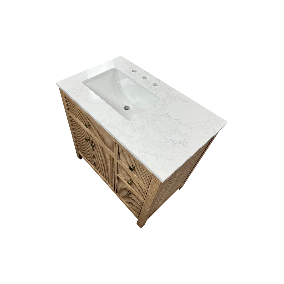 Birch Lane Lala Single Bathroom Vanity with Grain White Engineered Stone Countertop without Mirror