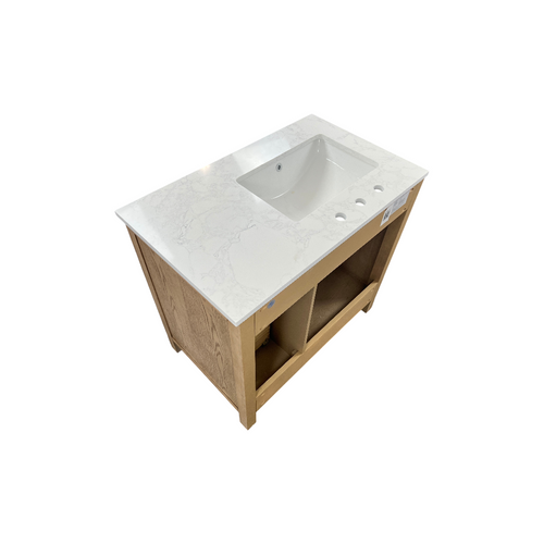 Birch Lane Lala Single Bathroom Vanity with Grain White Engineered Stone Countertop without Mirror, image 10