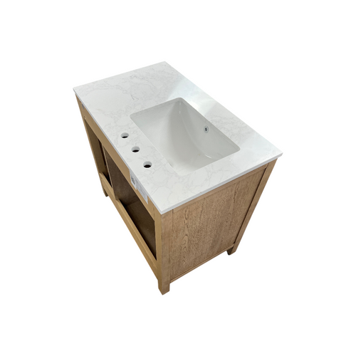 Birch Lane Lala Single Bathroom Vanity with Grain White Engineered Stone Countertop without Mirror, image 14
