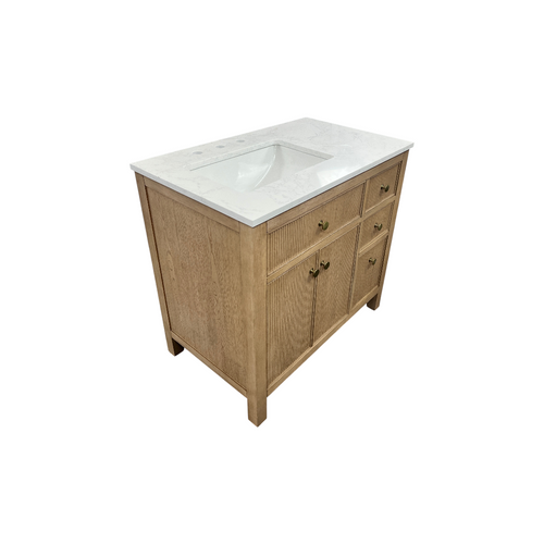 Birch Lane Lala Single Bathroom Vanity with Grain White Engineered Stone Countertop without Mirror, image 17