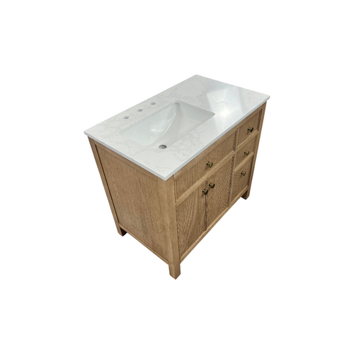 Birch Lane Lala Single Bathroom Vanity with Grain White Engineered Stone Countertop without Mirror, image 18