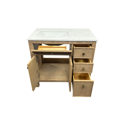 Birch Lane Lala Single Bathroom Vanity with Grain White Engineered Stone Countertop without Mirror, image 19