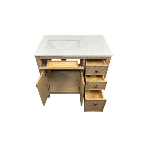 Birch Lane Lala Single Bathroom Vanity with Grain White Engineered Stone Countertop without Mirror, image 20