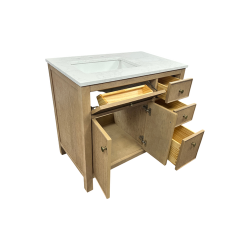 Birch Lane Lala Single Bathroom Vanity with Grain White Engineered Stone Countertop without Mirror, image 22