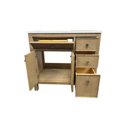 Birch Lane Lala Single Bathroom Vanity with Grain White Engineered Stone Countertop without Mirror, image 23