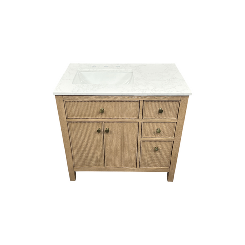 Birch Lane Lala Single Bathroom Vanity with Grain White Engineered Stone Countertop without Mirror, image 26