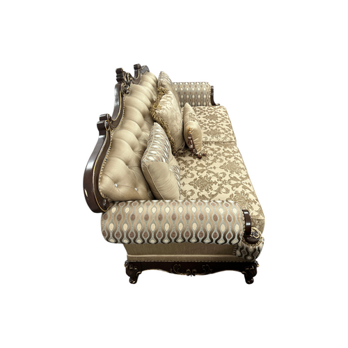 Fleur De Lis Living 2pc Set Shonta Traditional Chenille & Silk-like Fabric Sofa with Faux Crystal Tufted Design, Elegant Nailhead Trim, Cherry & Gold Finish, image 13
