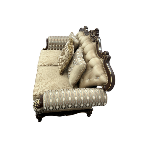 Fleur De Lis Living 2pc Set Shonta Traditional Chenille & Silk-like Fabric Sofa with Faux Crystal Tufted Design, Elegant Nailhead Trim, Cherry & Gold Finish, image 15