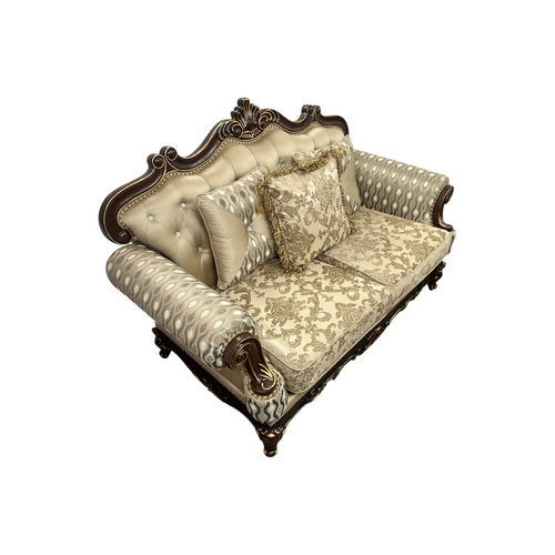 Fleur De Lis Living 2pc Set Shonta Traditional Chenille & Silk-like Fabric Sofa with Faux Crystal Tufted Design, Elegant Nailhead Trim, Cherry & Gold Finish, image 20