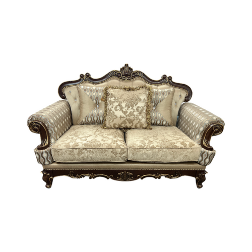 Fleur De Lis Living 2pc Set Shonta Traditional Chenille & Silk-like Fabric Sofa with Faux Crystal Tufted Design, Elegant Nailhead Trim, Cherry & Gold Finish, image 21