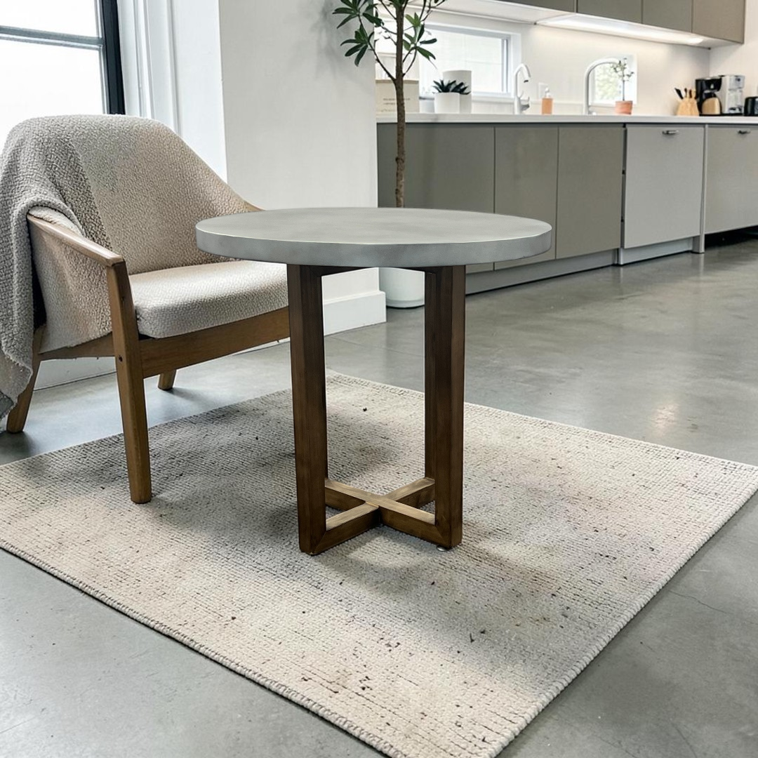 Gracie Oaks Round Minimalist Solid Wood Dining Table
