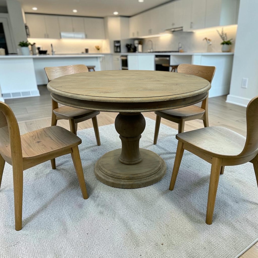 Dovetail Furniture Mango Solid Wood Pedestal Dining Table