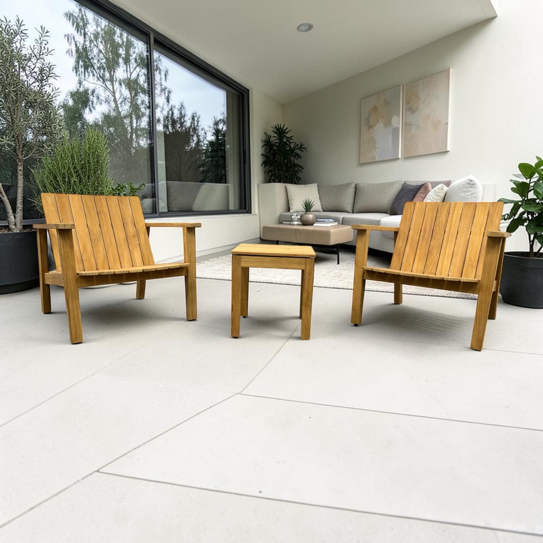 Neighbor Low Chair Teak Adirondack With Low Outdoor Side Table Set of 3