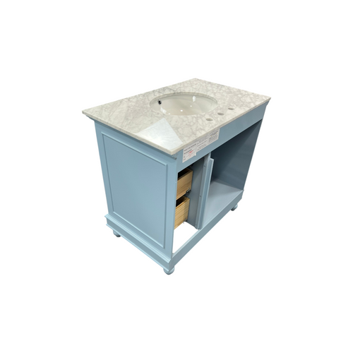 Kitchen Bath Collection Bella Bathroom Vanity with Carrara Marble Top - Powder Blue, image 7