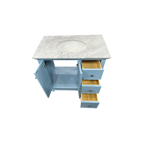 Kitchen Bath Collection Bella Bathroom Vanity with Carrara Marble Top - Powder Blue, image 18