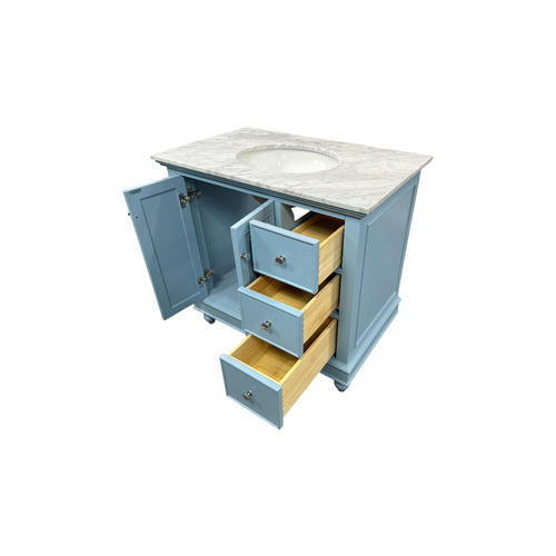 Kitchen Bath Collection Bella Bathroom Vanity with Carrara Marble Top - Powder Blue, image 19