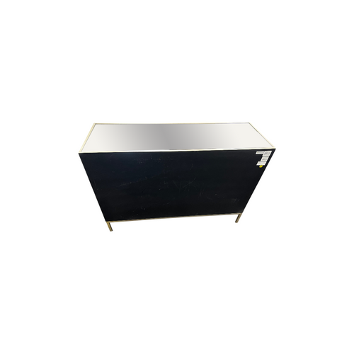 Rosdorf Park Morfa Gray Wood Upholstered Front Panel 1 Shelf & 3 Doors Cabinet w/ Mirrored Top & Ring Handles, image 19