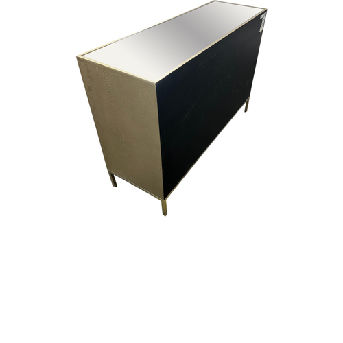 Rosdorf Park Morfa Gray Wood Upholstered Front Panel 1 Shelf & 3 Doors Cabinet w/ Mirrored Top & Ring Handles, image 21