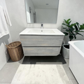 Latitude Run Wall Hung Single Bathroom Gray Vanity With Solid Stone Top