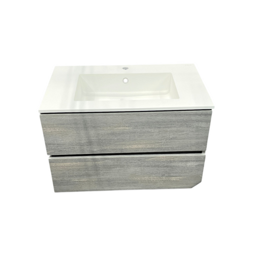 Latitude Run Wall Hung Single Bathroom Gray Vanity With Solid Stone Top, image 2