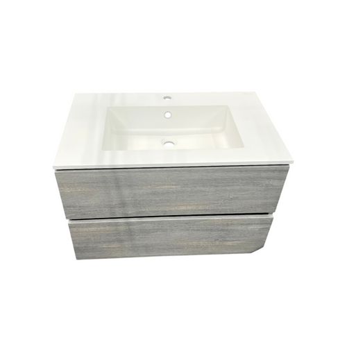 Latitude Run Wall Hung Single Bathroom Gray Vanity With Solid Stone Top, image 3