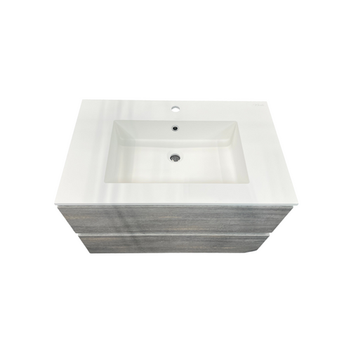Latitude Run Wall Hung Single Bathroom Gray Vanity With Solid Stone Top, image 4