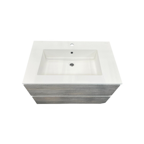 Latitude Run Wall Hung Single Bathroom Gray Vanity With Solid Stone Top, image 6