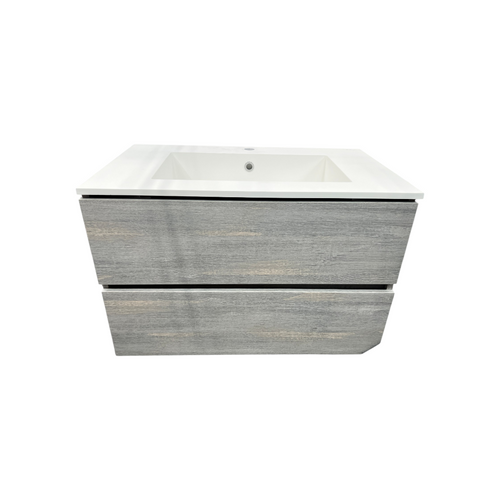 Latitude Run Wall Hung Single Bathroom Gray Vanity With Solid Stone Top, image 5