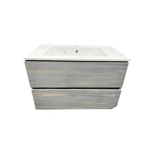 Latitude Run Wall Hung Single Bathroom Gray Vanity With Solid Stone Top, image 2