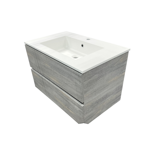 Latitude Run Wall Hung Single Bathroom Gray Vanity With Solid Stone Top, image 6