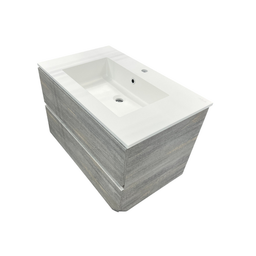 Latitude Run Wall Hung Single Bathroom Gray Vanity With Solid Stone Top, image 7