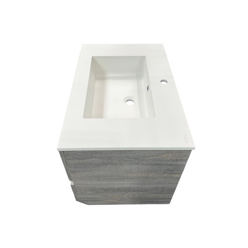 Latitude Run Wall Hung Single Bathroom Gray Vanity With Solid Stone Top, image 7