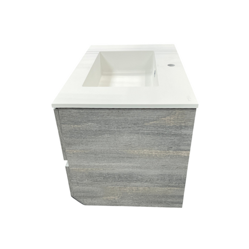 Latitude Run Wall Hung Single Bathroom Gray Vanity With Solid Stone Top, image 9