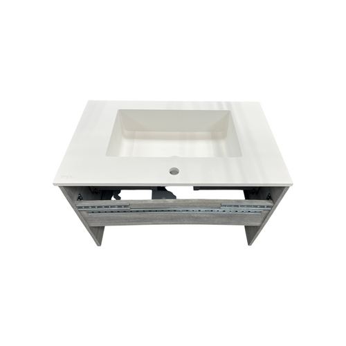 Latitude Run Wall Hung Single Bathroom Gray Vanity With Solid Stone Top, image 12