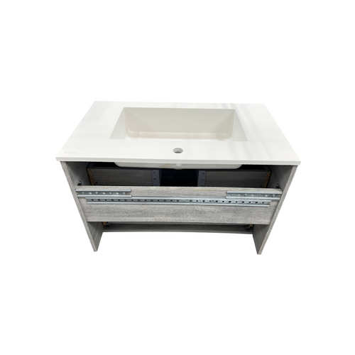 Latitude Run Wall Hung Single Bathroom Gray Vanity With Solid Stone Top, image 13